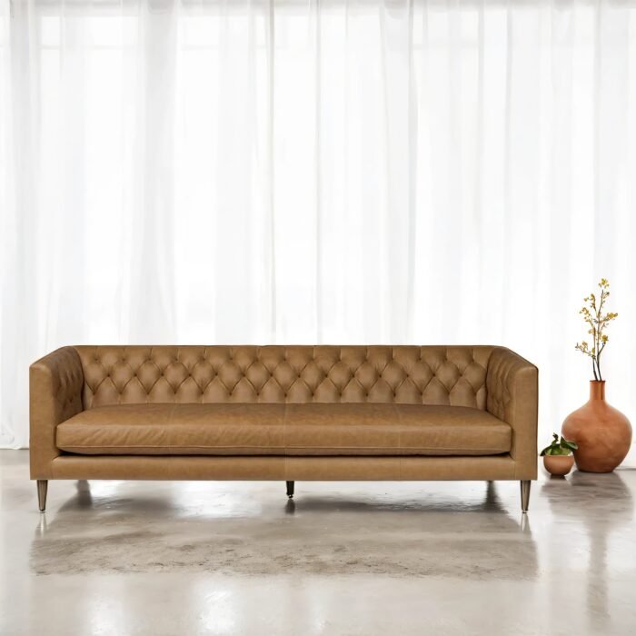 Viola Luxury Chesterfield Leather 4- Seater Sofa - Image 1