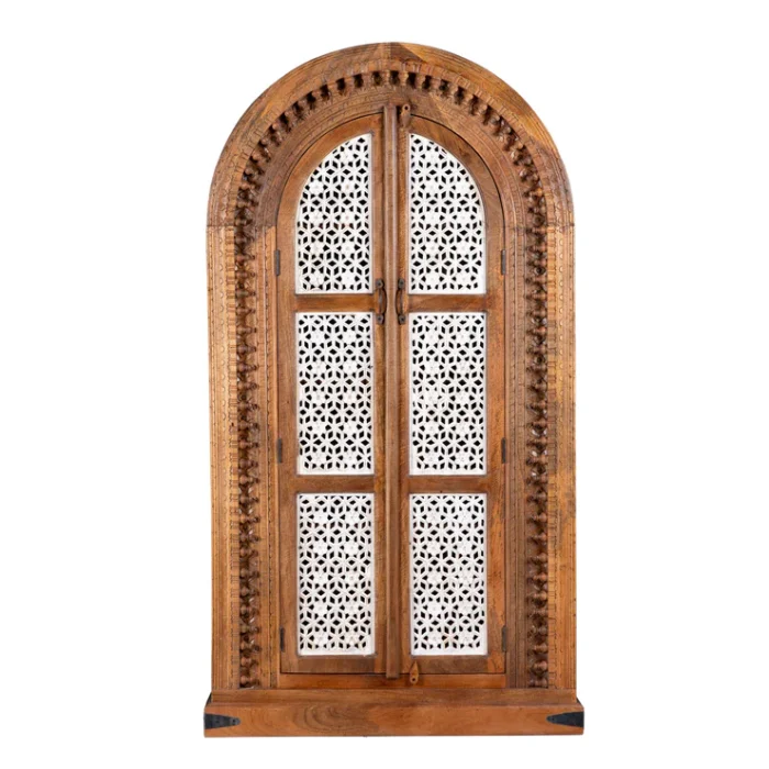 Cairo Hand Carved  Arched Mango Wood Wardrobe - Image 5