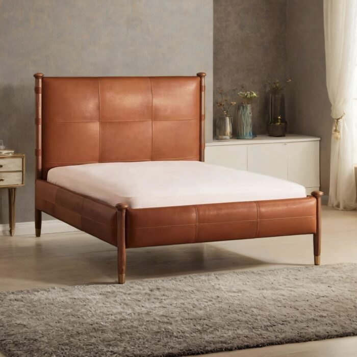 Puebla Leather Upholstered Bed - All Sizes - Image 1