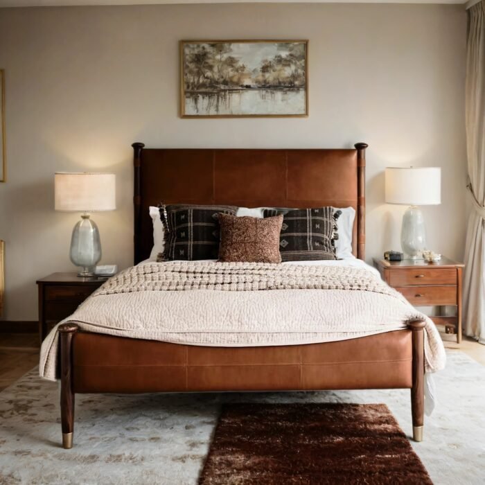 Puebla Leather Upholstered Bed - All Sizes - Image 2