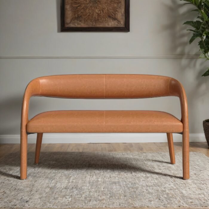 Huston Leather Upholstered Dining Bench - Image 1