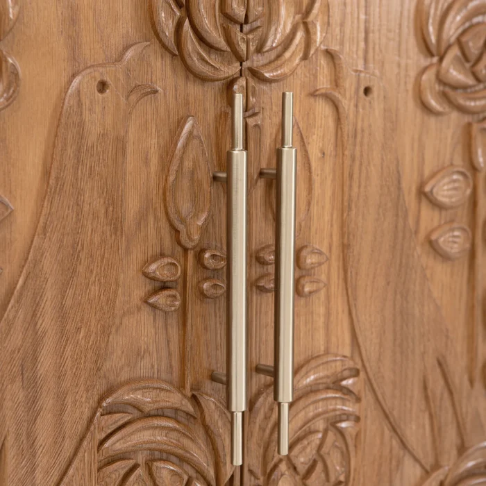 Azalea Solid Oak Storage Cabinet - With Fluted Glass Hutch - Image 5