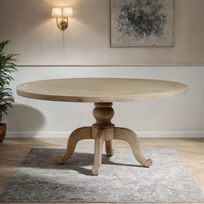 Adele Solid Wood 6 Seater Round Dining Table - Image 1