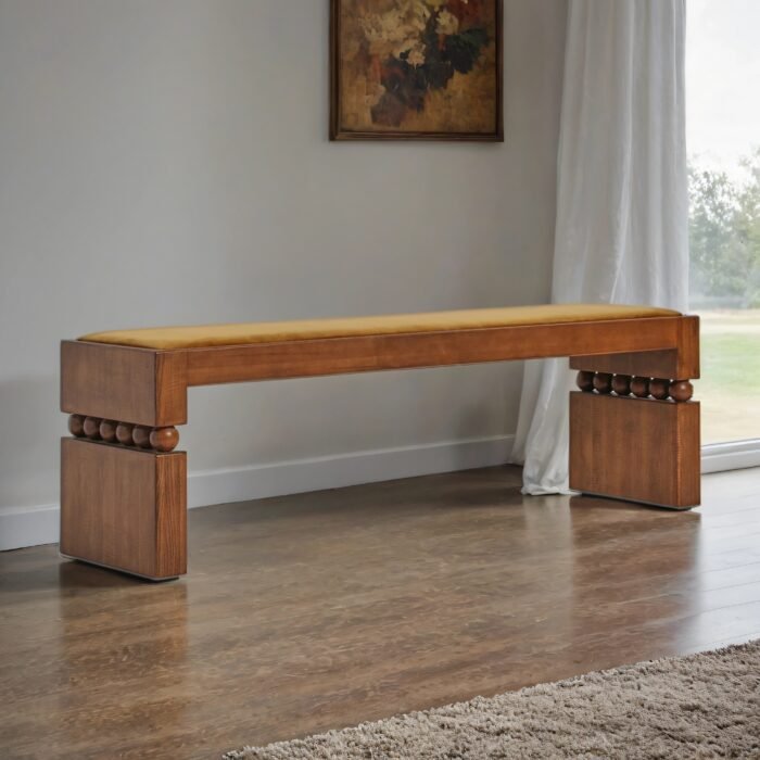 Marcel Velvet Cushioned Vintage Bench - Image 1
