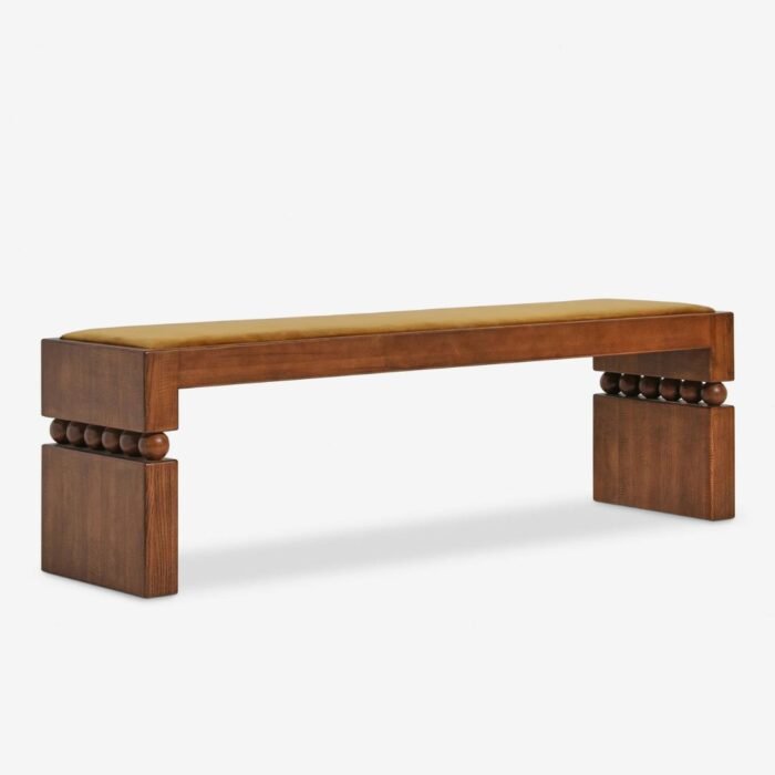 Marcel Velvet Cushioned Vintage Bench - Image 3