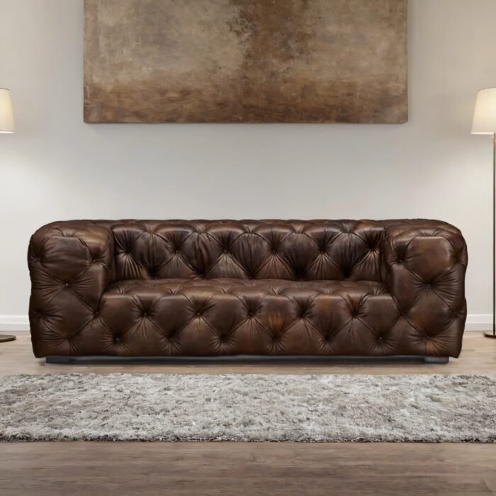 Lidah Chesterfield 3- Seater Leather Sofa - Image 1