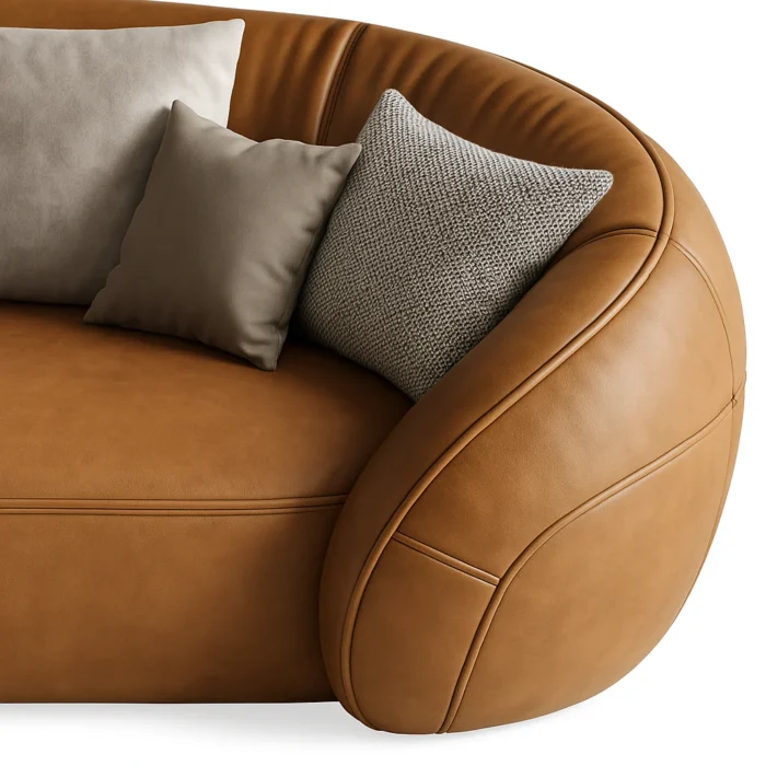 Evolet Curved 4- Seater Leather Sofa - Image 2